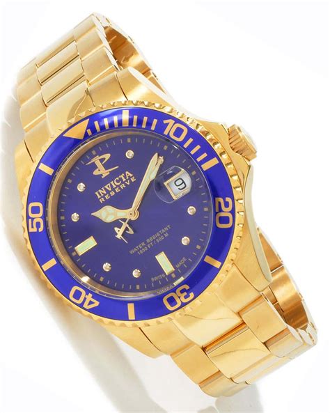 invicta gold watch blue face